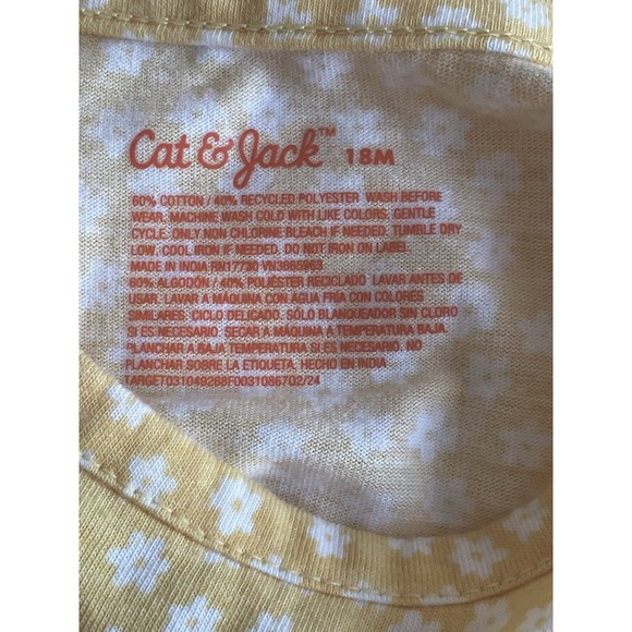 NWTCat & Jack Baby Girl 3-Piecev Blue Overall Dress with Yellow Shirt Size 18M - Picture 11 of 11